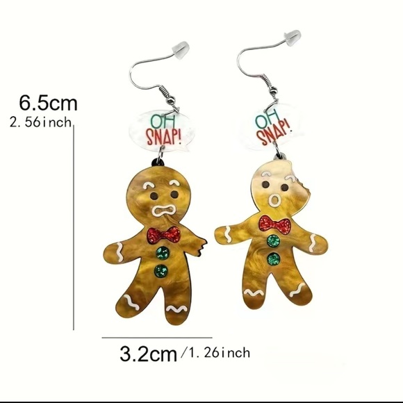 Acrylic Gingerbread Man Earrings - Picture 5 of 5
